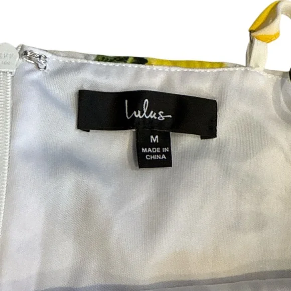 Lulus - Afternoon Air Yellow Lemon Print High-Low Midi Dress - Size M - Picture 7 of 13